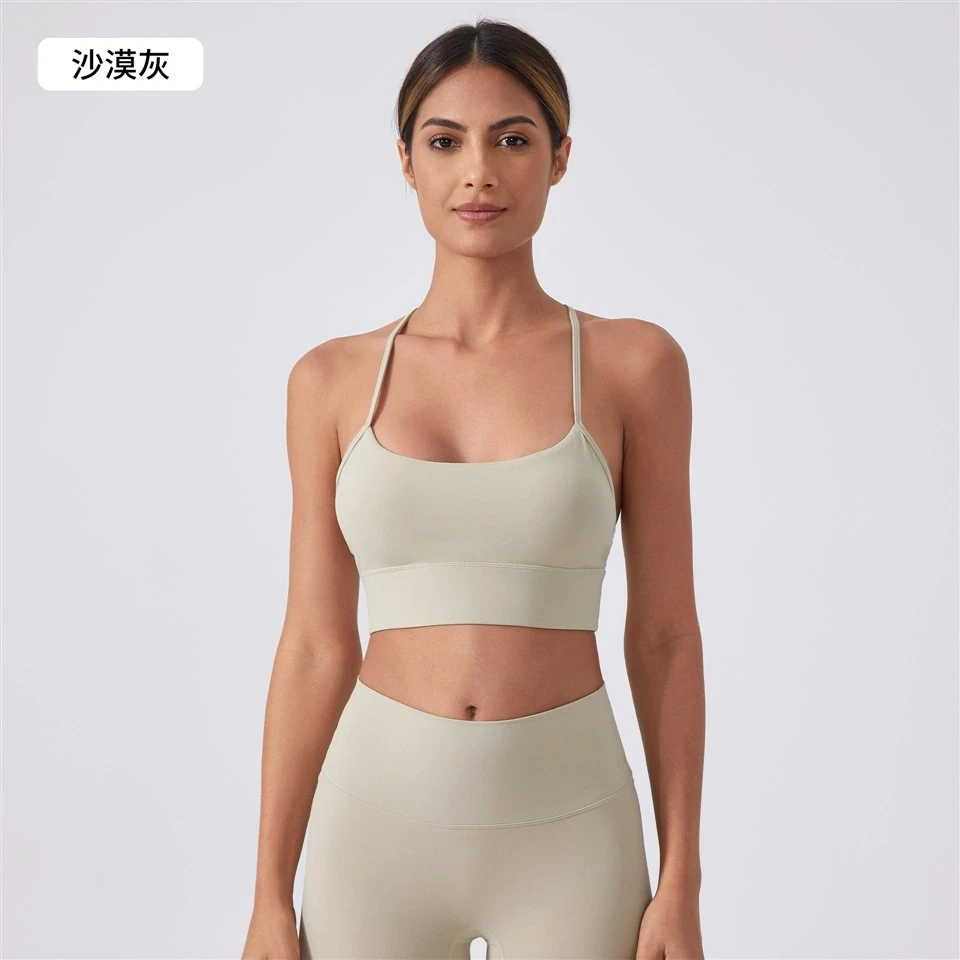 Nouvo style fanm kouri espò soutyen sexy y-tounen konsepsyon chòk-absòbe pouse-up yoga espò soutyen