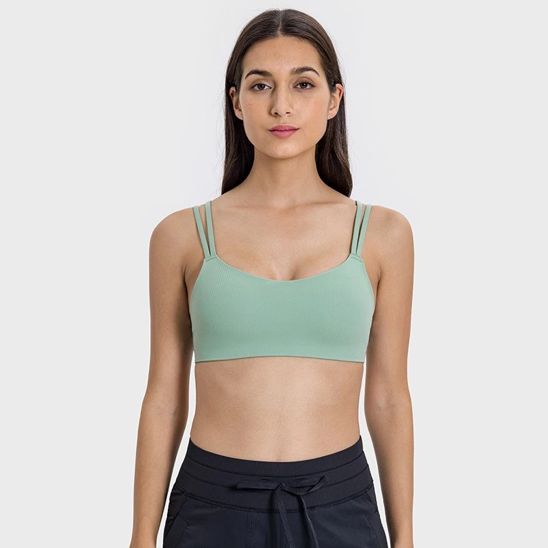 Women's Ribbed Seamless Shock-Absorbing Comfort Fitness Sports Bra Stylish Back Yoga Underwear
