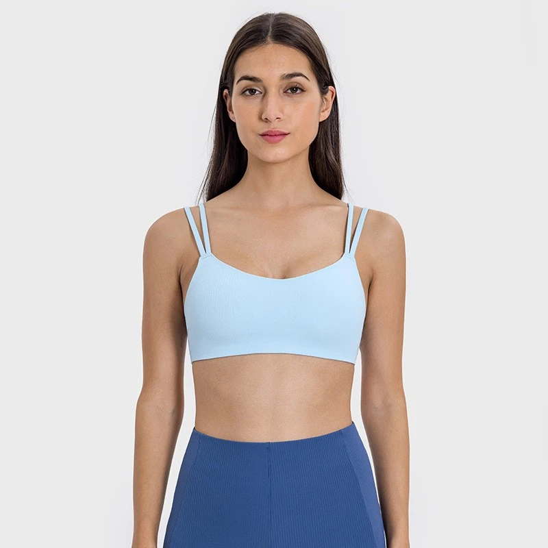 Women's Ribbed Seamless Shock-Absorbing Comfort Fitness Sports Bra Stylish Back Yoga Underwear