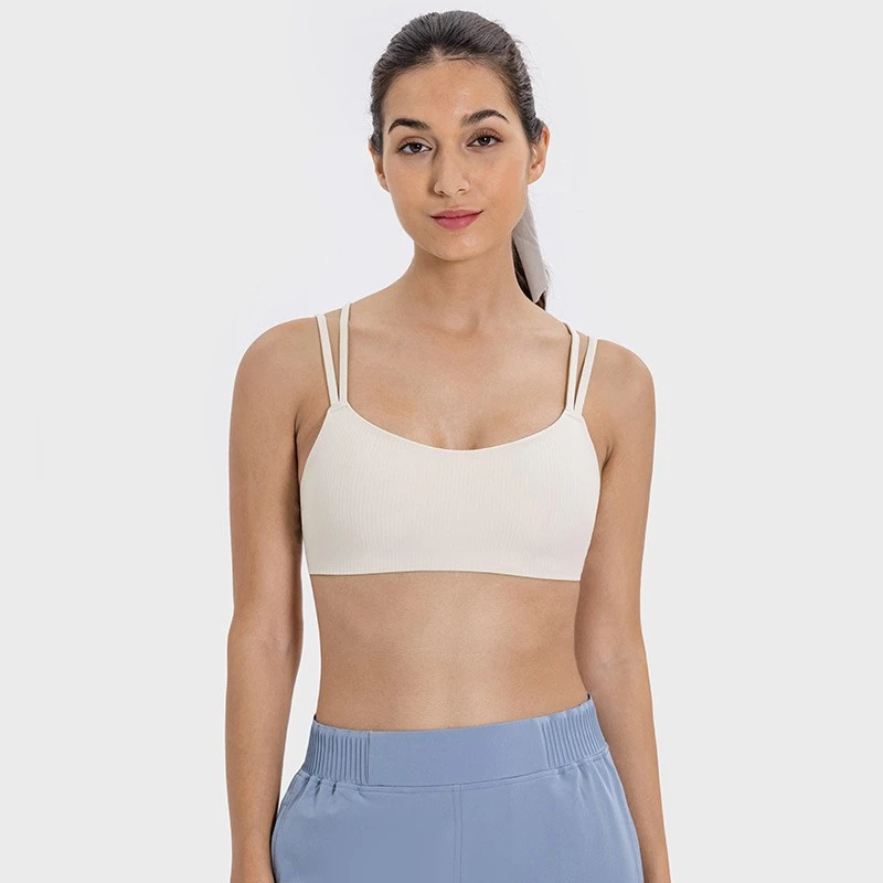 Women's Ribbed Seamless Shock-Absorbing Comfort Fitness Sports Bra Stylish Back Yoga Underwear