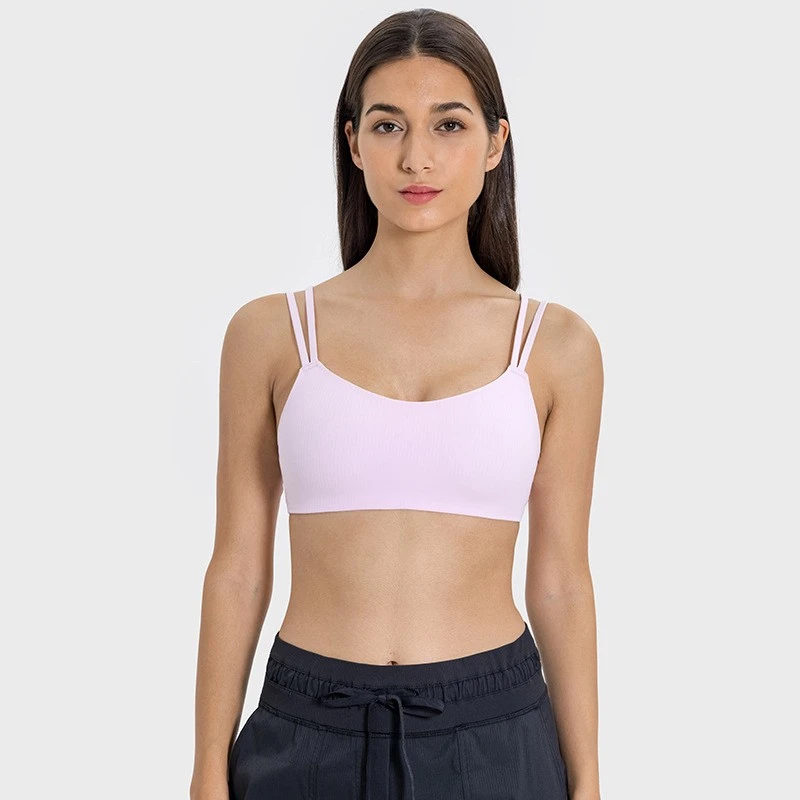 Women's Ribbed Seamless Shock-Absorbing Comfort Fitness Sports Bra Stylish Back Yoga Underwear